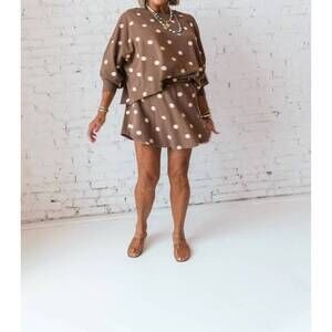 NEW POPPY & PINE polka dot lounge set in mocha